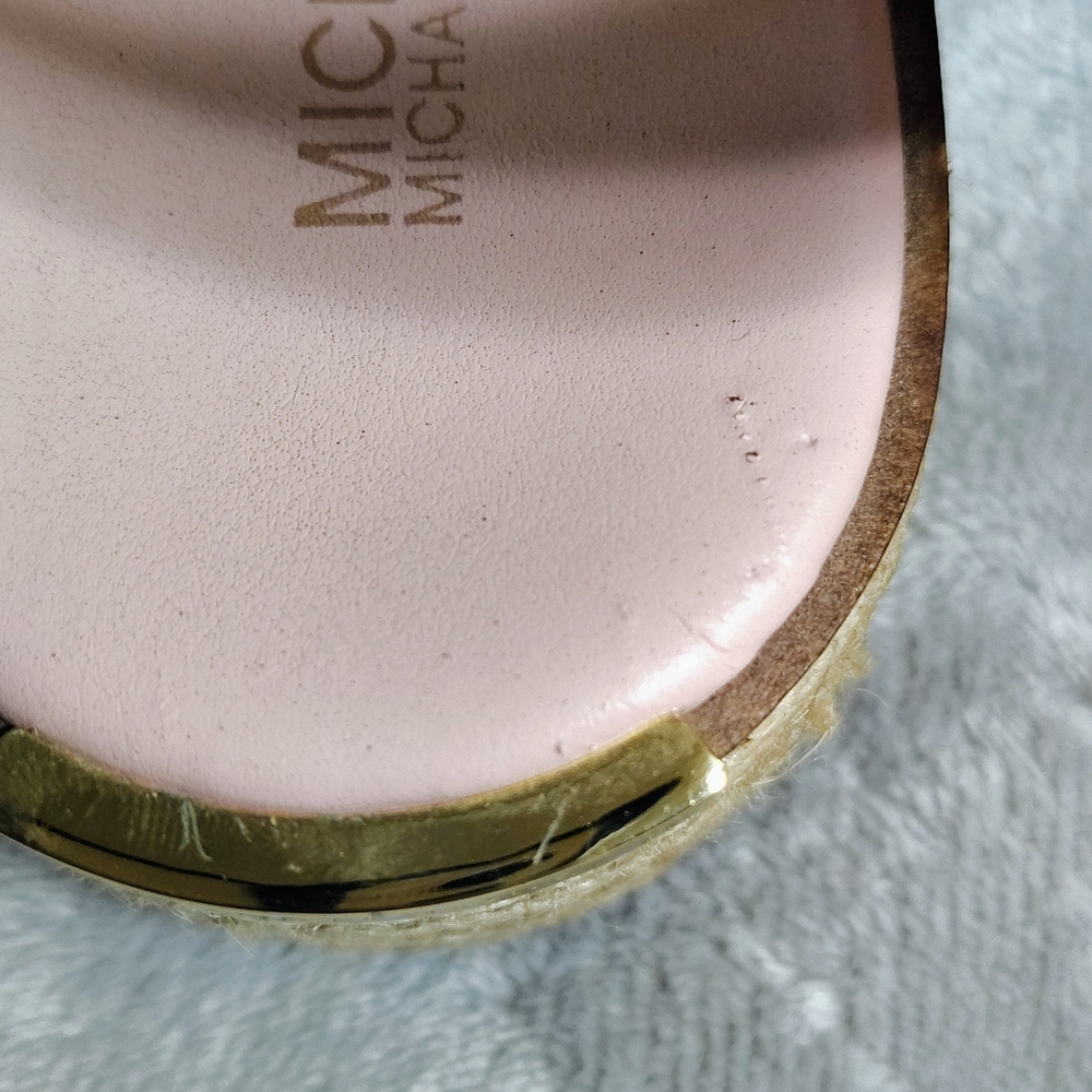 Michael Kors Powder Blush MK Logo Espadrille Platform Sandal Size 8 Womens NWOT - Picture 9 of 10